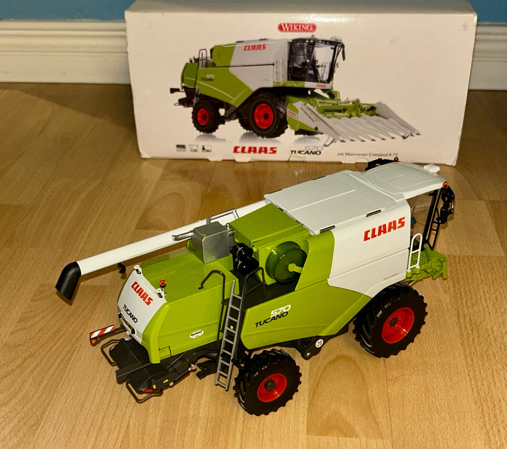 WIKING 1:32 SCALE CLAAS TUCANO 570 COMBINE HARVESTER WITH CONSPEED HEADER