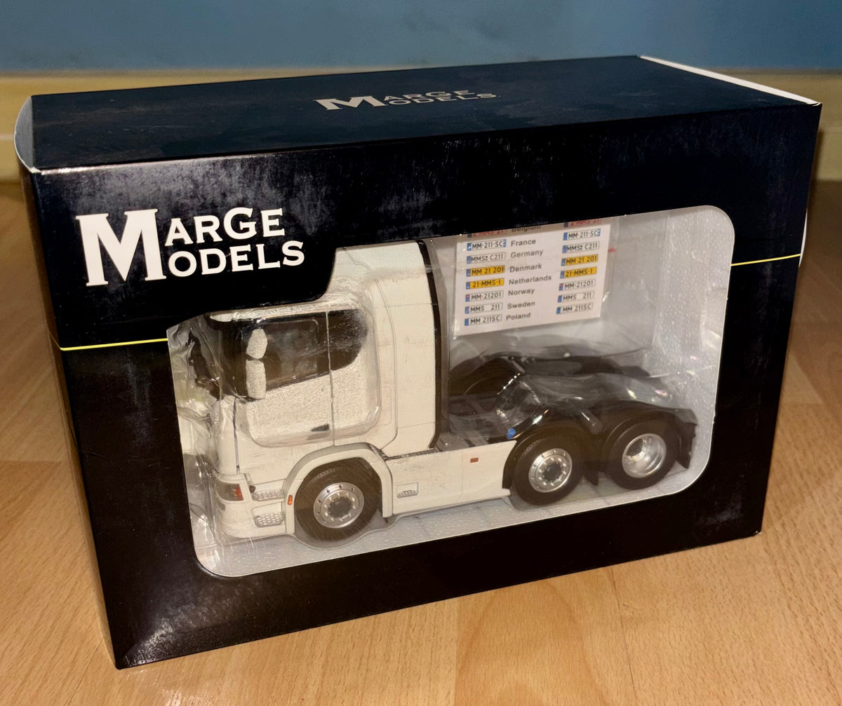 MARGE MODELS 1:32 SCALE SCANIA R530 6X2 LORRY IN WHITE