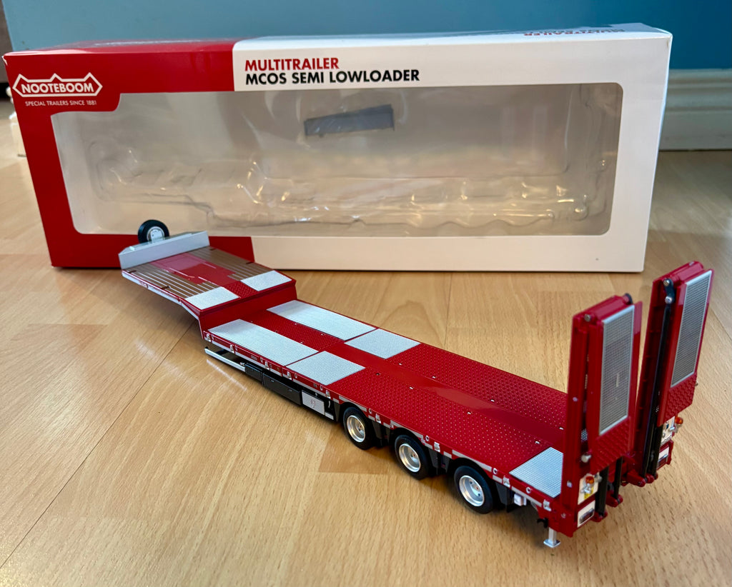 MARGE MODELS NOOTEBOOM RED SEMI LOWLOADER SILVER BED 1:32 SCALE