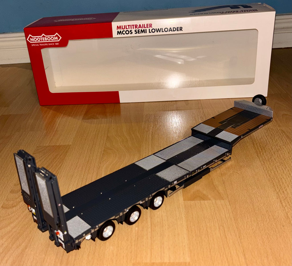 MARGE MODELS NOOTEBOOM BLACK LOW LOADER WITH SILVER BED 1:32 SCALE