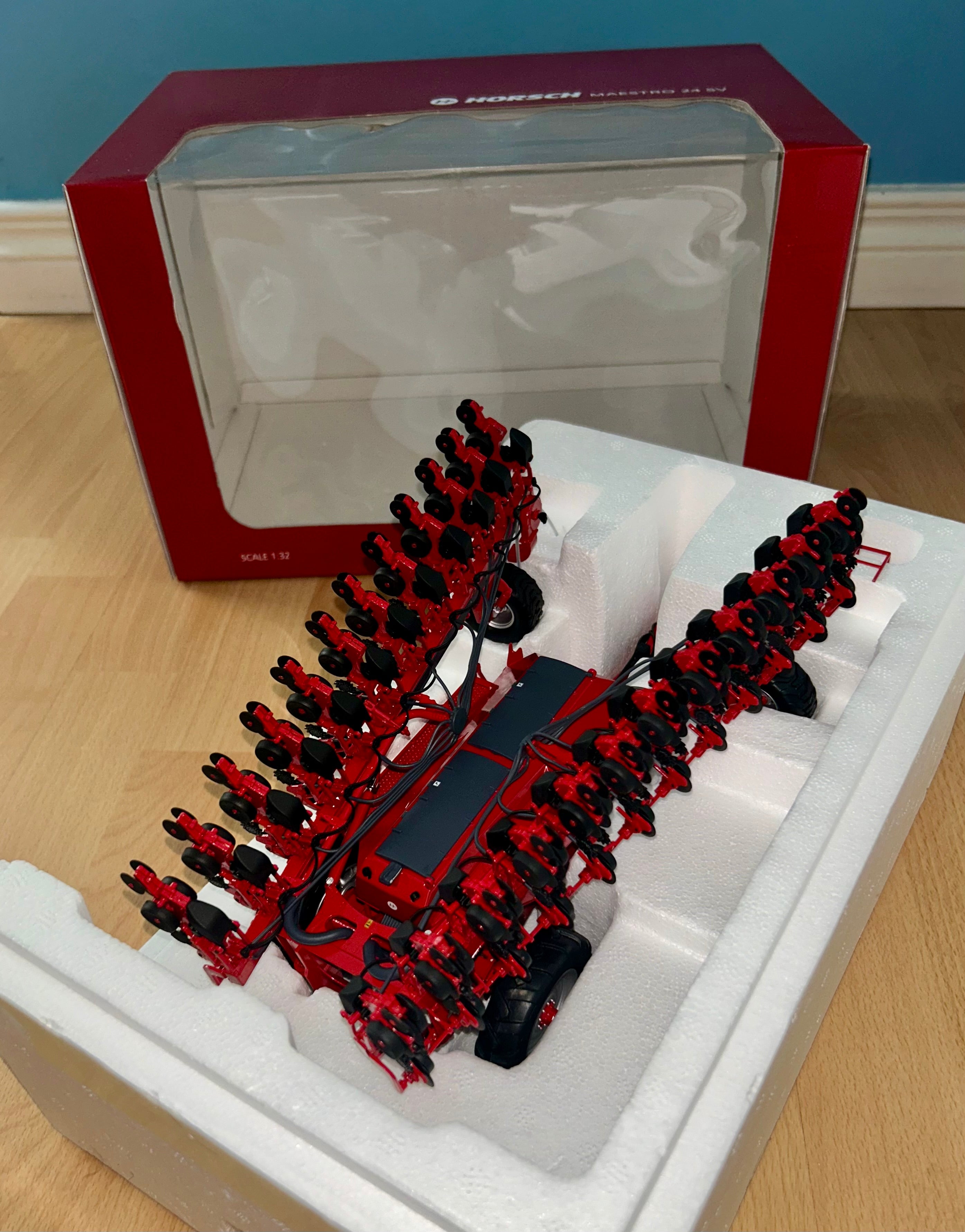 NEW - ROS Horsch Maestro 24 SV trailed seed drill in 1:32 scale. Big drill perfect for any cabinet or display!