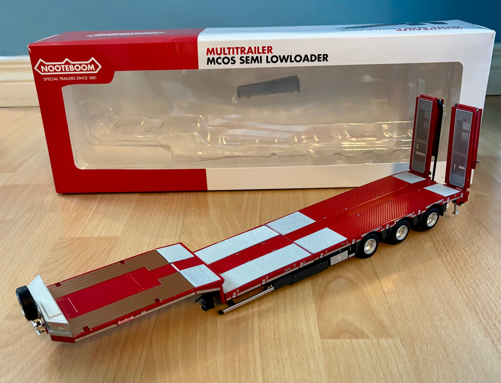 MARGE MODELS NOOTEBOOM RED SEMI LOWLOADER SILVER BED 1:32 SCALE