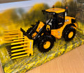 CUSTOMISED BRITAINS 1:32 JCB 419S AGRI LOADER, NEW BEACONS + JOHNSTON BUCKRAKE