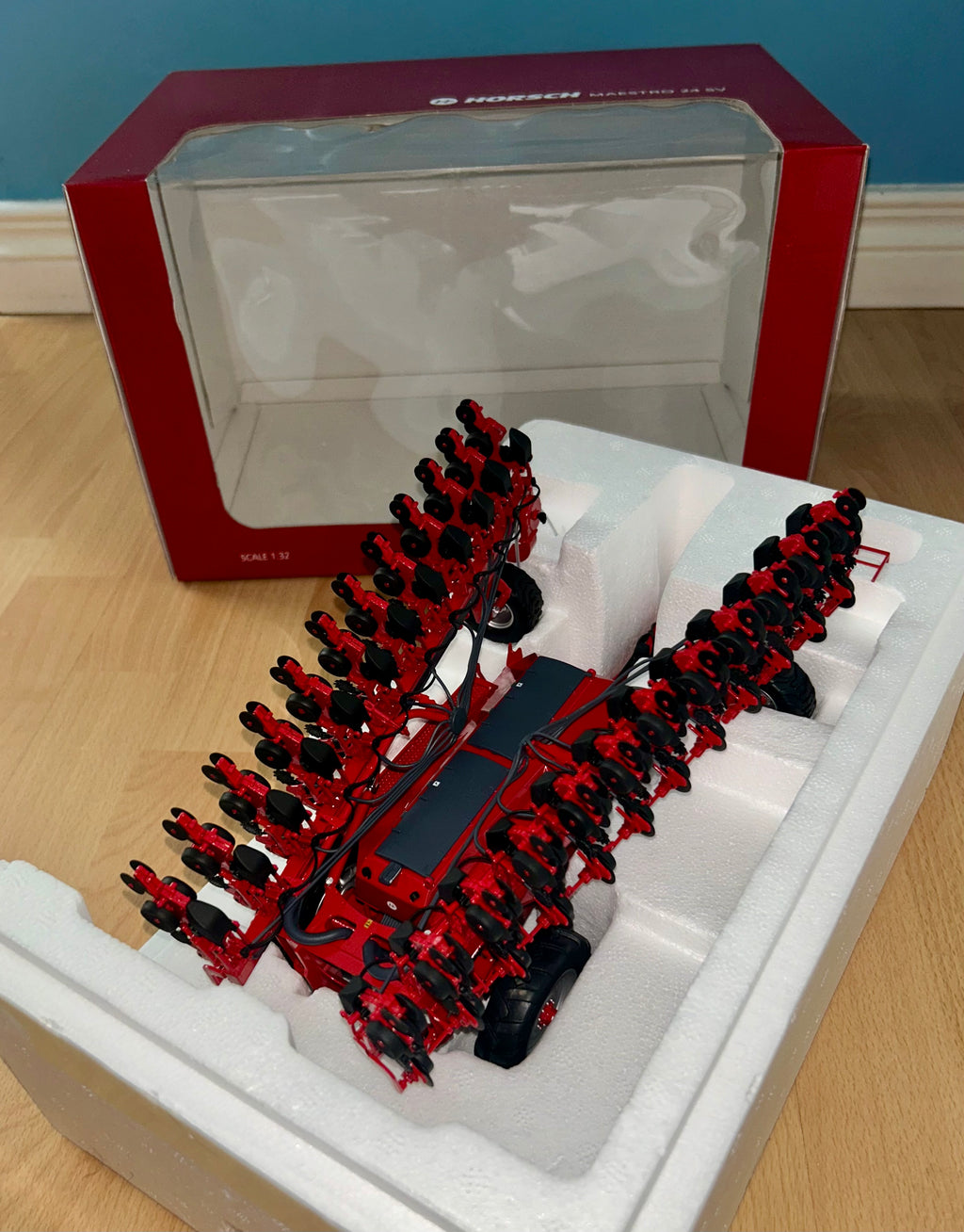 NEW - ROS Horsch Maestro 24 SV trailed seed drill in 1:32 scale. Big drill perfect for any cabinet or display!