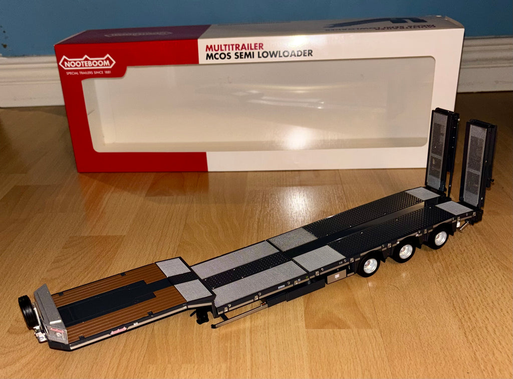 MARGE MODELS NOOTEBOOM BLACK LOW LOADER WITH SILVER BED 1:32 SCALE