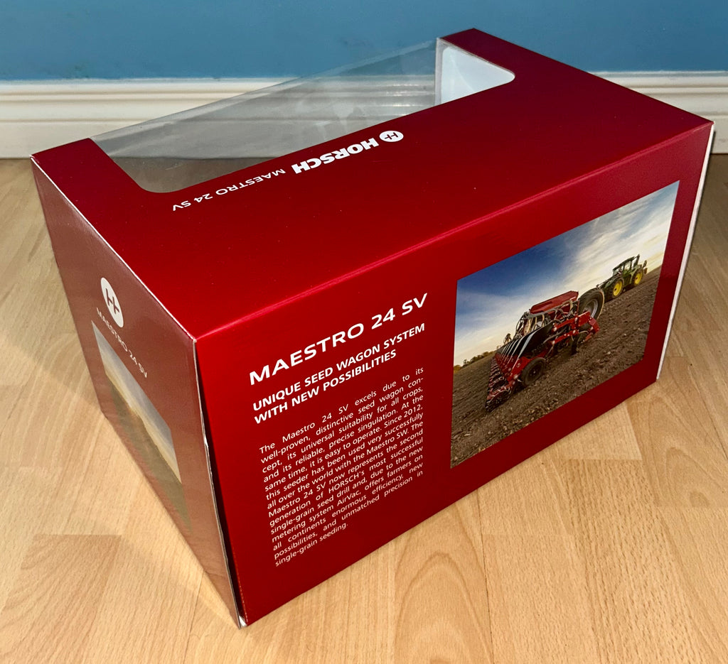 NEW - ROS Horsch Maestro 24 SV trailed seed drill in 1:32 scale. Big drill perfect for any cabinet or display!